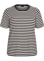 Randig t-shirt med ribbad struktur, Svart