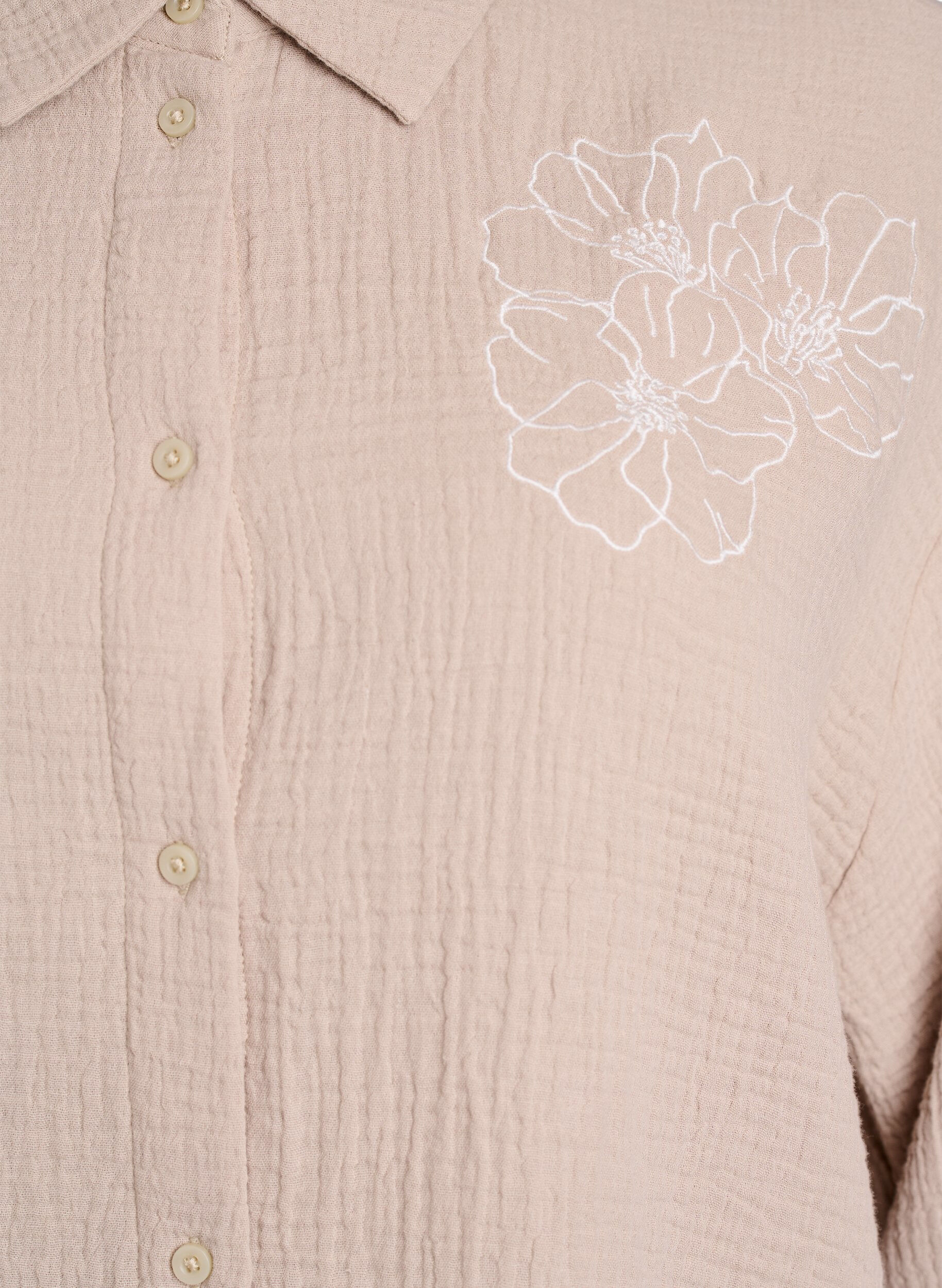 Zizzi Skjorta i bomullsmuslin med broderade detaljer, Beige, Packshot image number 2