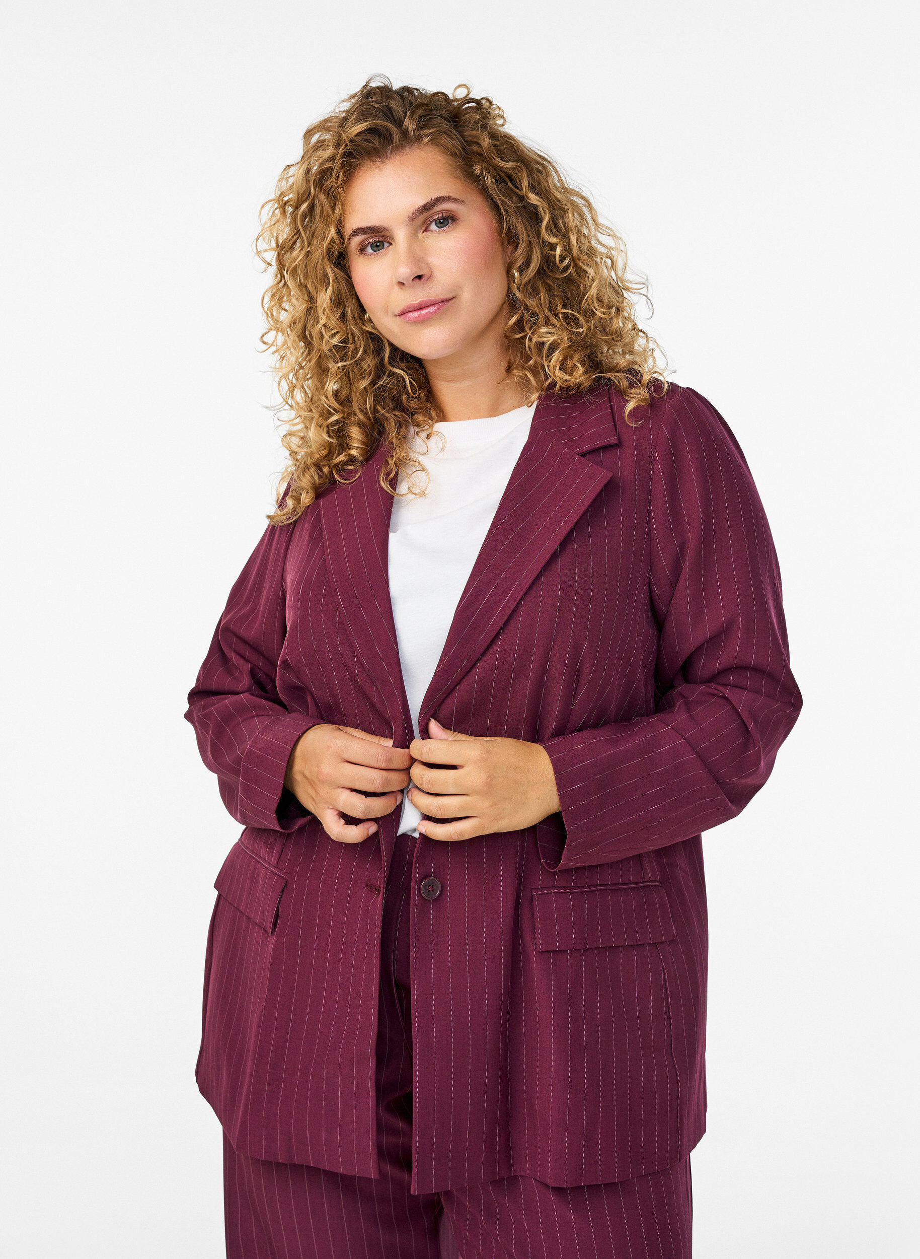 Zizzi FLASH - Blazer med fickor och slitsar, R&ouml;d, Model image number 0