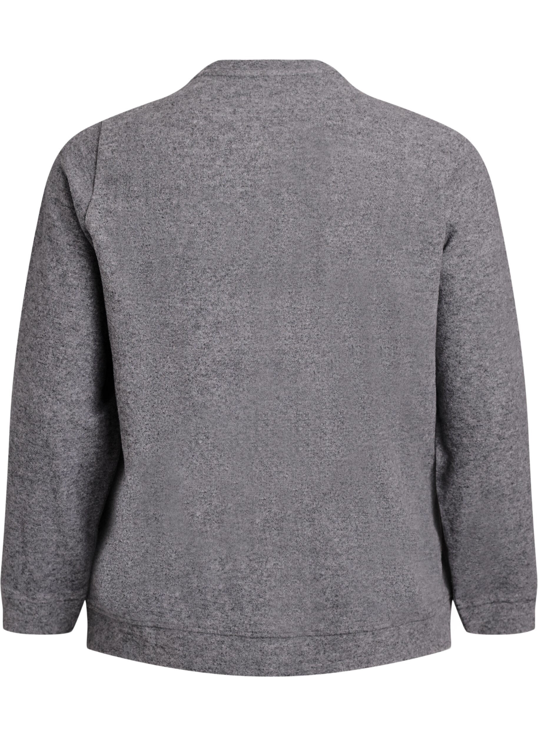 Zizzi Cardigan i jersey med rund halsringning och knappar, Gr&aring;, Packshot image number 1