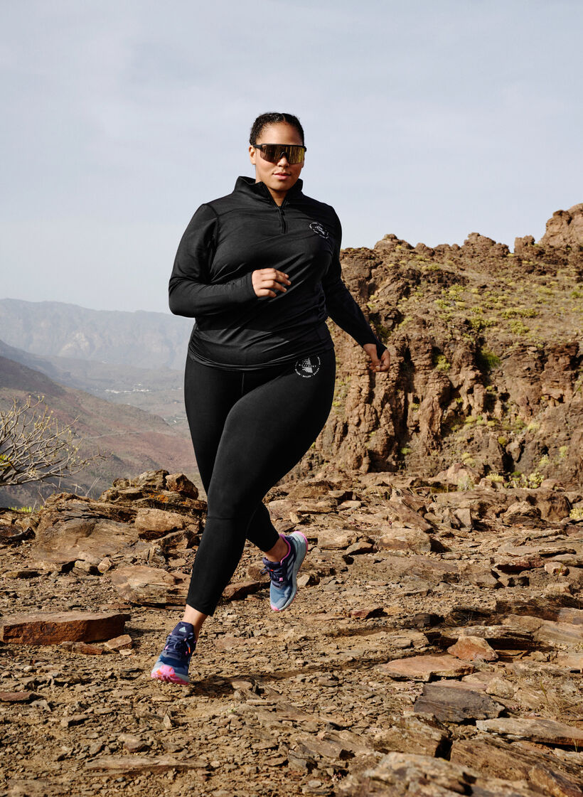 Enfärgade träningstights, Black, Image image number 0