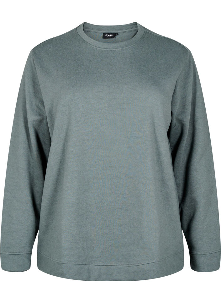 FLASH - Sweatshirt med rund halsringning, Grön, Packshot image number 0