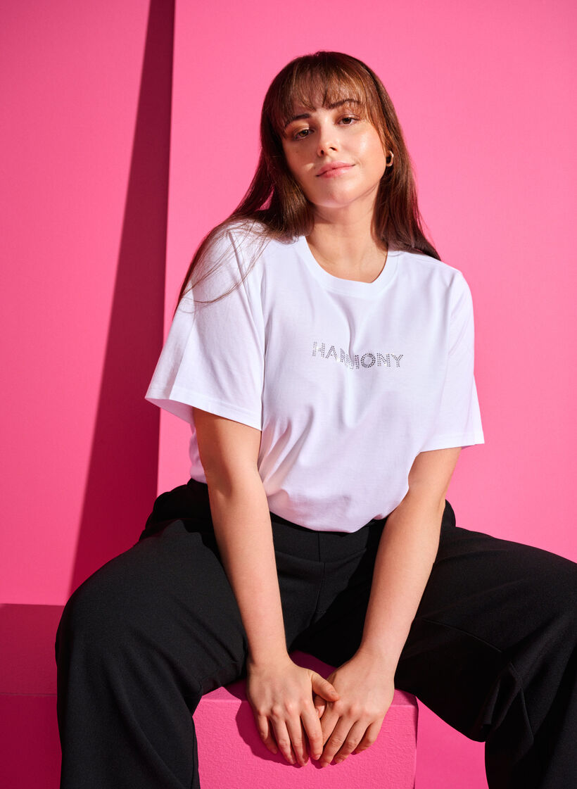 T-shirt i ekologisk bomull med text, White HARMONY, Image image number 0