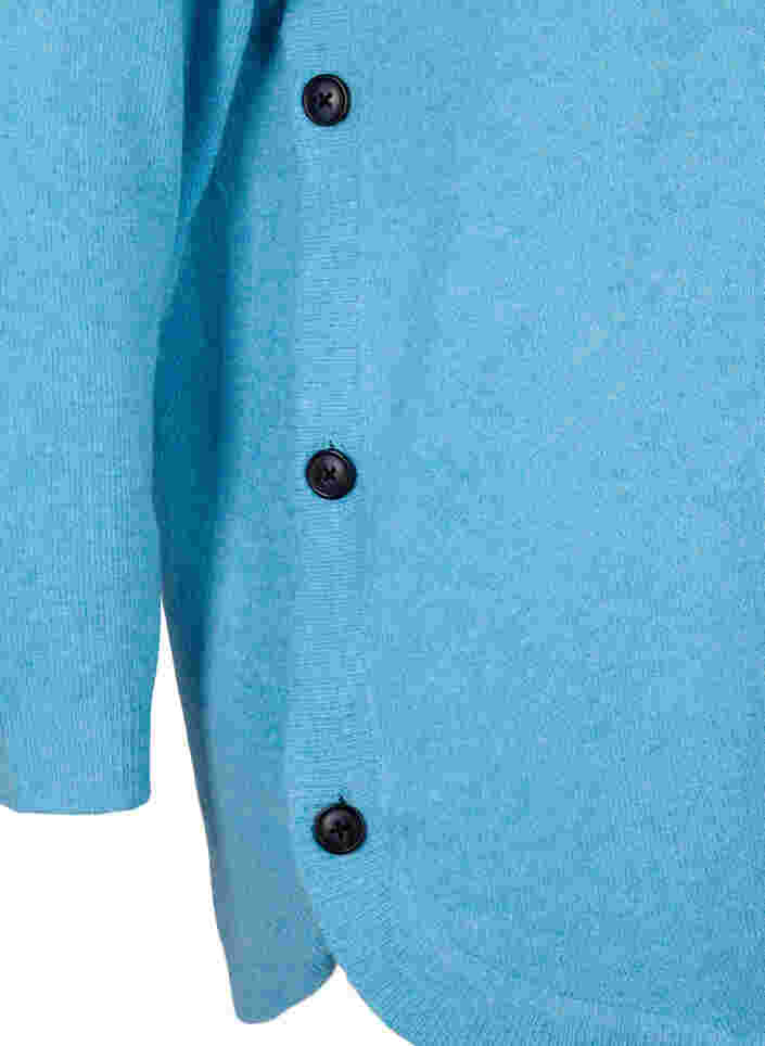 Stickad tröja med knappdetaljer, River Blue WhiteMel., Packshot image number 3