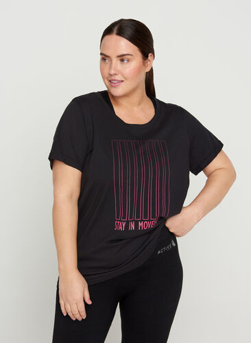 Tränings-t-shirt i bomull med tryck, Black Fading Square, Model image number 0