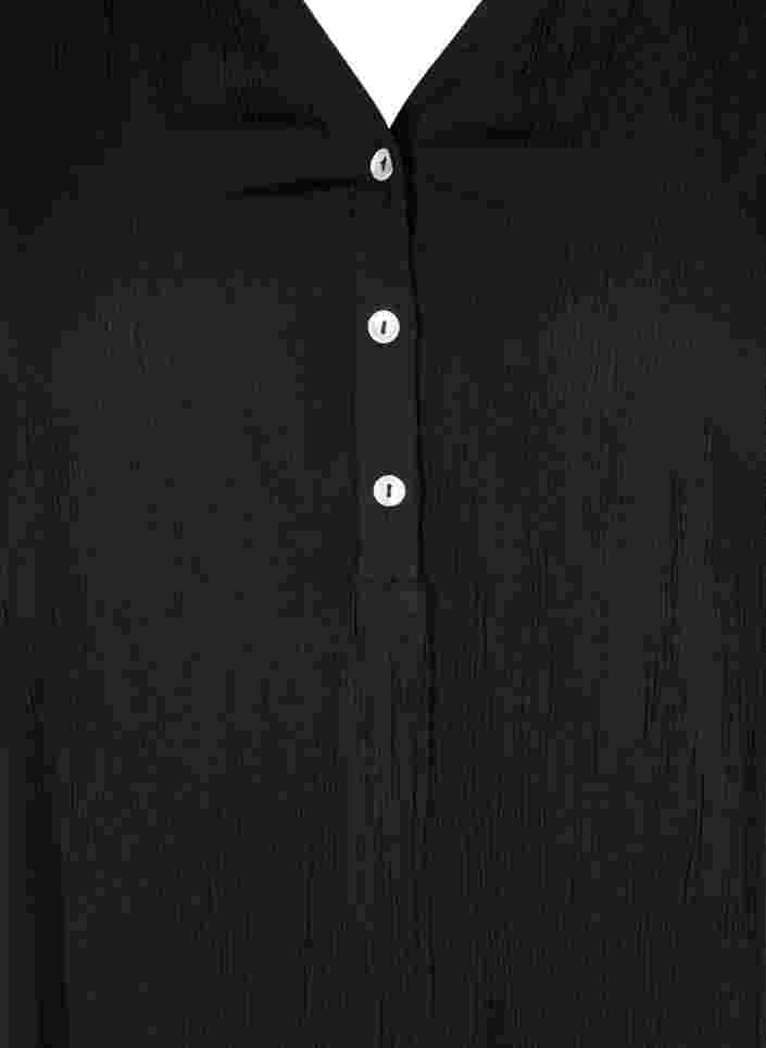 Viskostunika med v-ringning och knappar, Black, Packshot image number 2