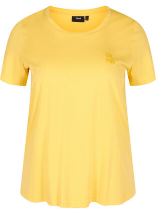 Kortärmad t-shirt med print, Mimosa, Packshot image number 0