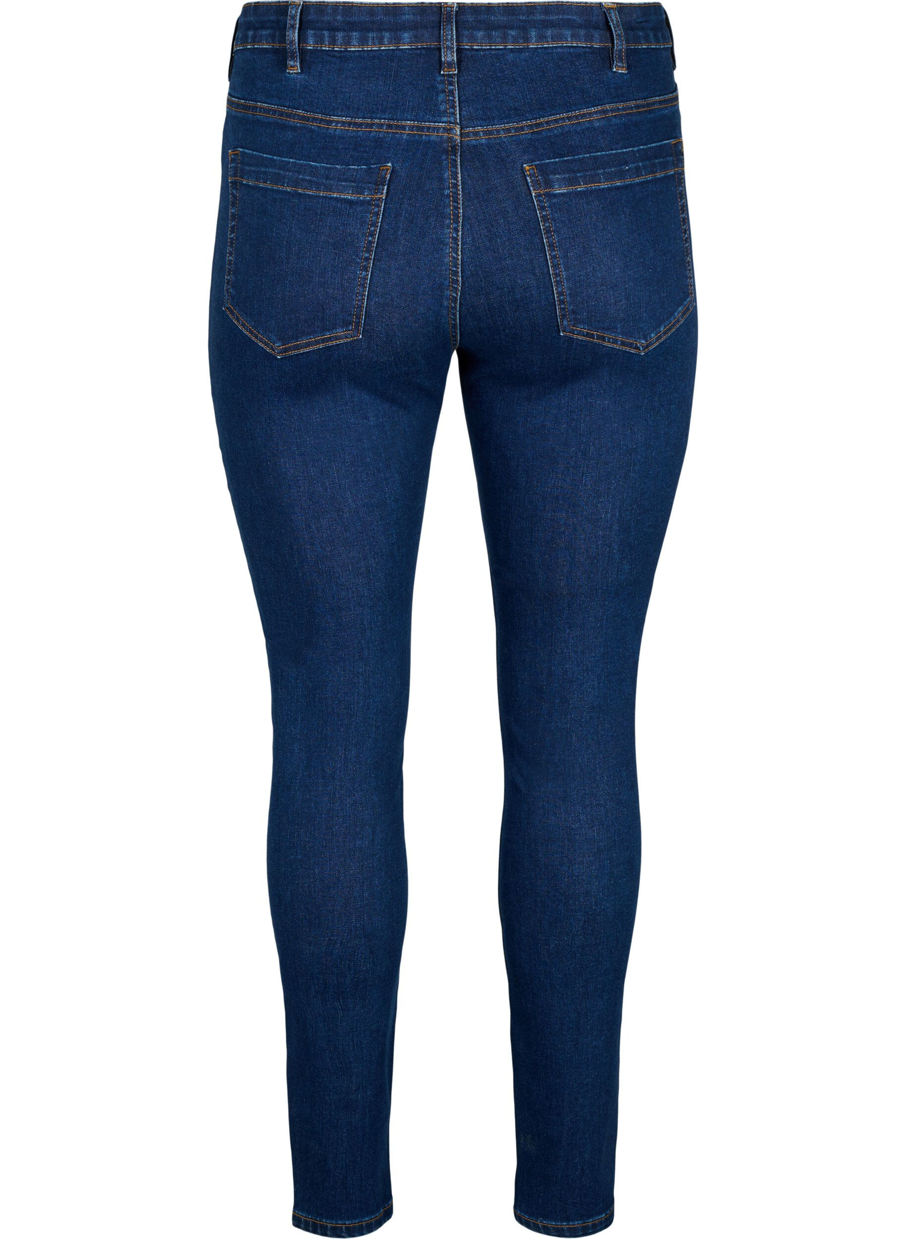 Zizzi Amy jeans med h&ouml;g midja och super slim fit, Bl&aring;, Packshot image number 1