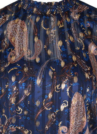 Mönstrad blus med hög krage och smock, Paisley Foil, Packshot image number 2