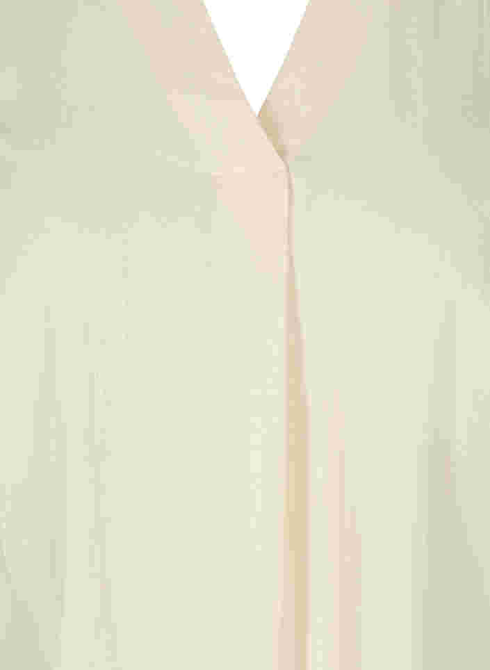Kortärmad bomullsblus med v-ringning och krage, Mother Of Pearl, Packshot image number 2