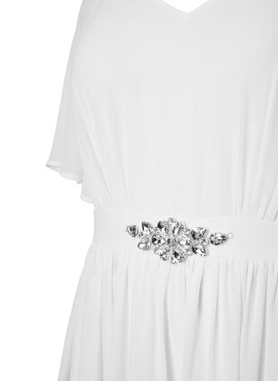 Maxiklänning med draperingar och korta ärmar, Bright White, Packshot image number 2