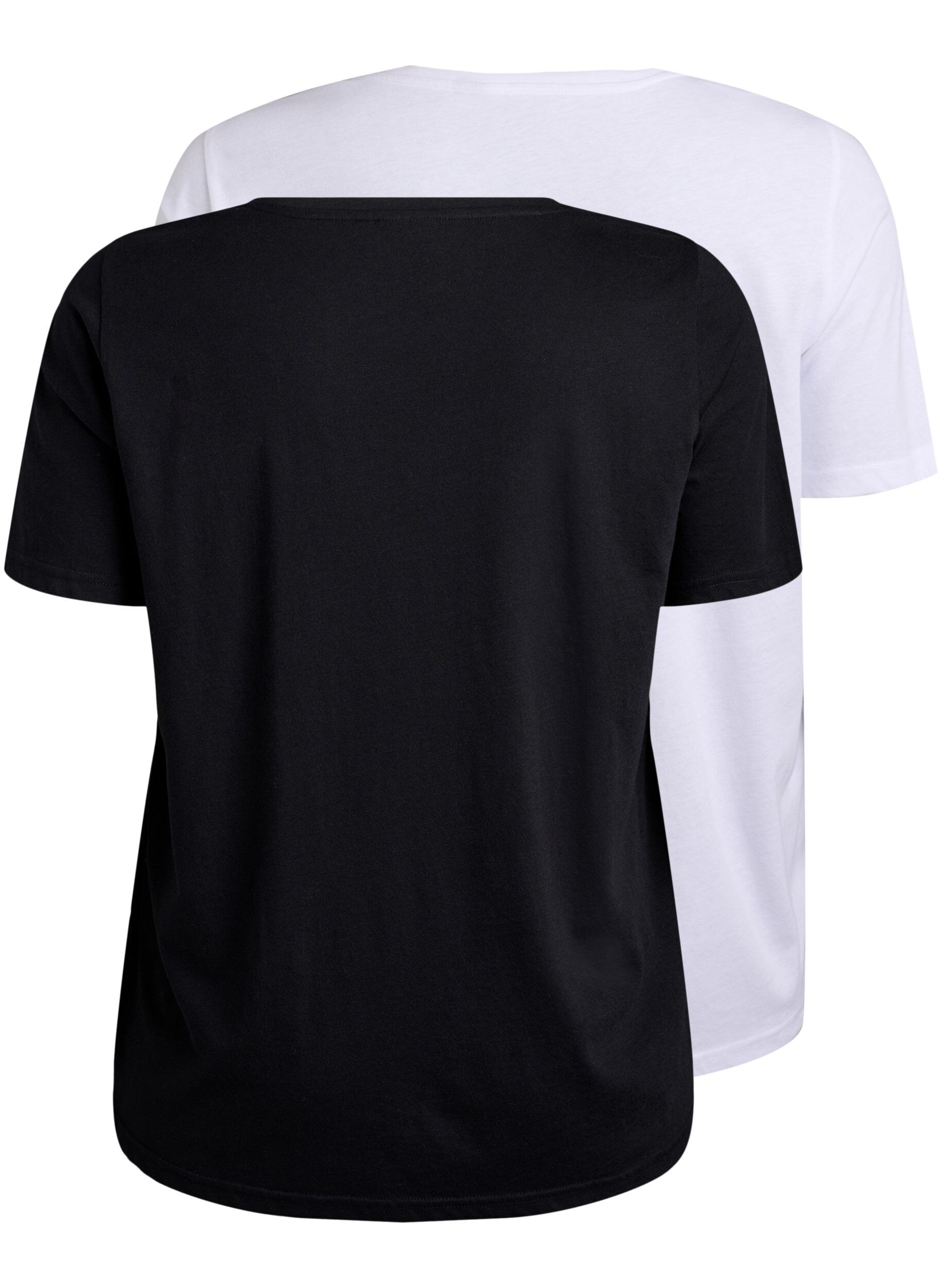 Zizzi2-pack t-shirts med v-ringning, Svart, Packshot image number 1