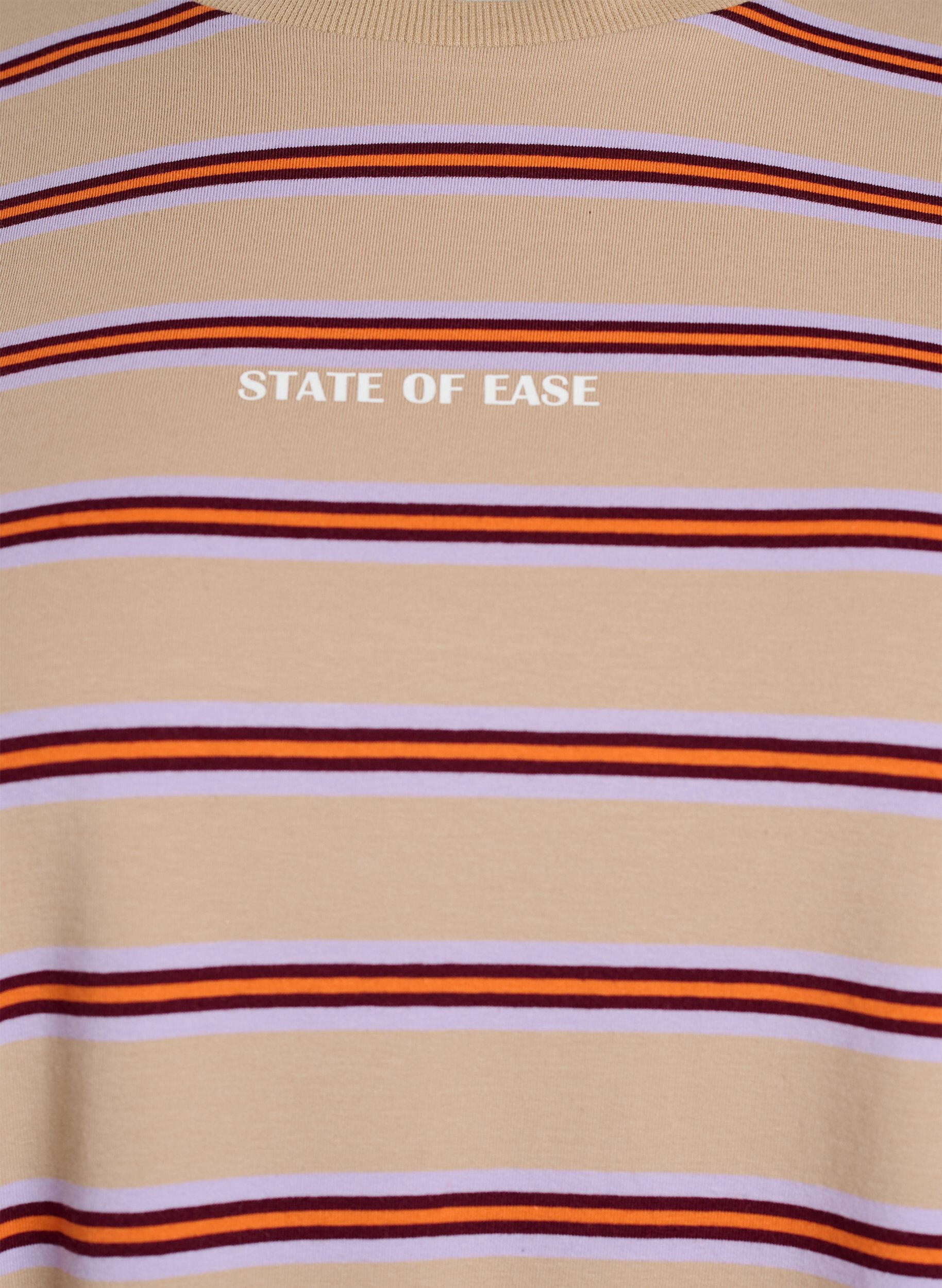 ZizziOversize t-shirt med r&auml;nder och halvl&aring;nga &auml;rmar, Beige, Packshot image number 2
