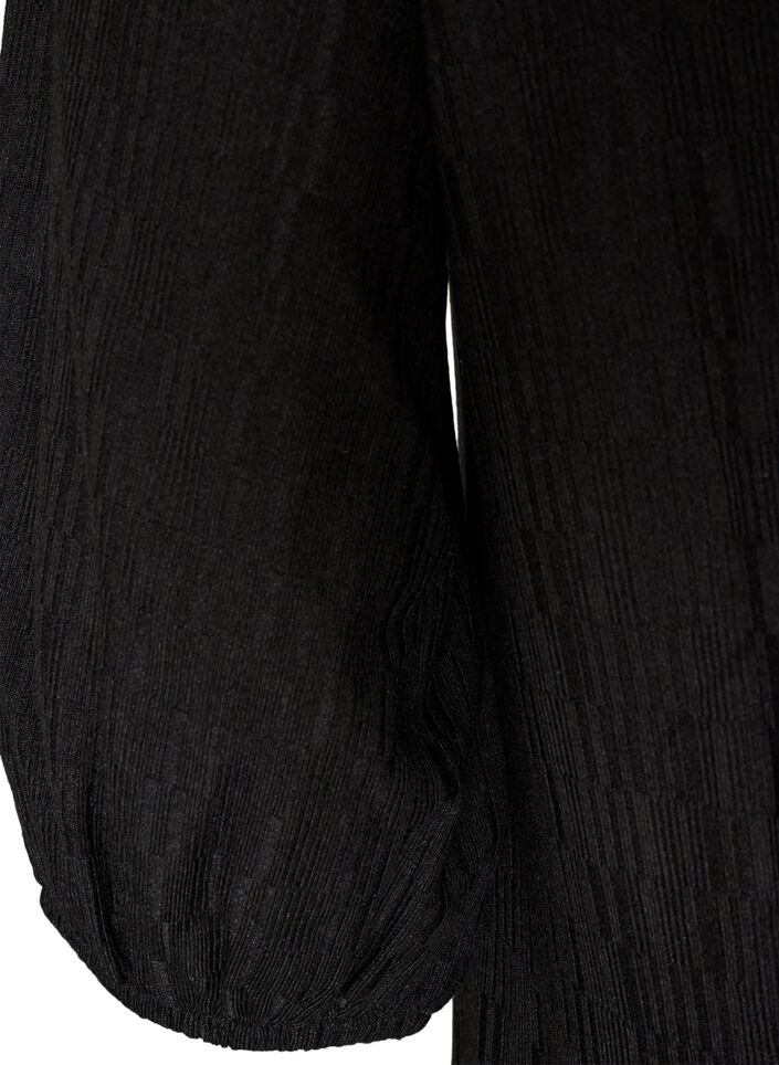 Kl&auml;nning med ballongform och struktur, Svart, Packshot image number 3