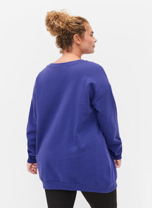 Sweatshirt i bomull med tryck, Deep Blue, Model image number 1