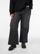 Jeans i bred passform med vertikala denimdetaljer, Gr&aring;, Model image number 3