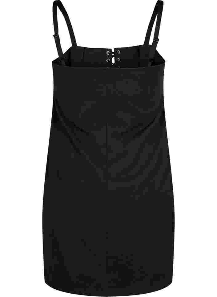 Kroppsnära klänning med snörning, Black, Packshot image number 1