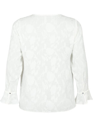 Långärmad skjorta med jacquard-look, Bright White, Packshot image number 1