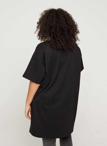 Sweatshirttunika med korta ärmar, Black, Model image number 1