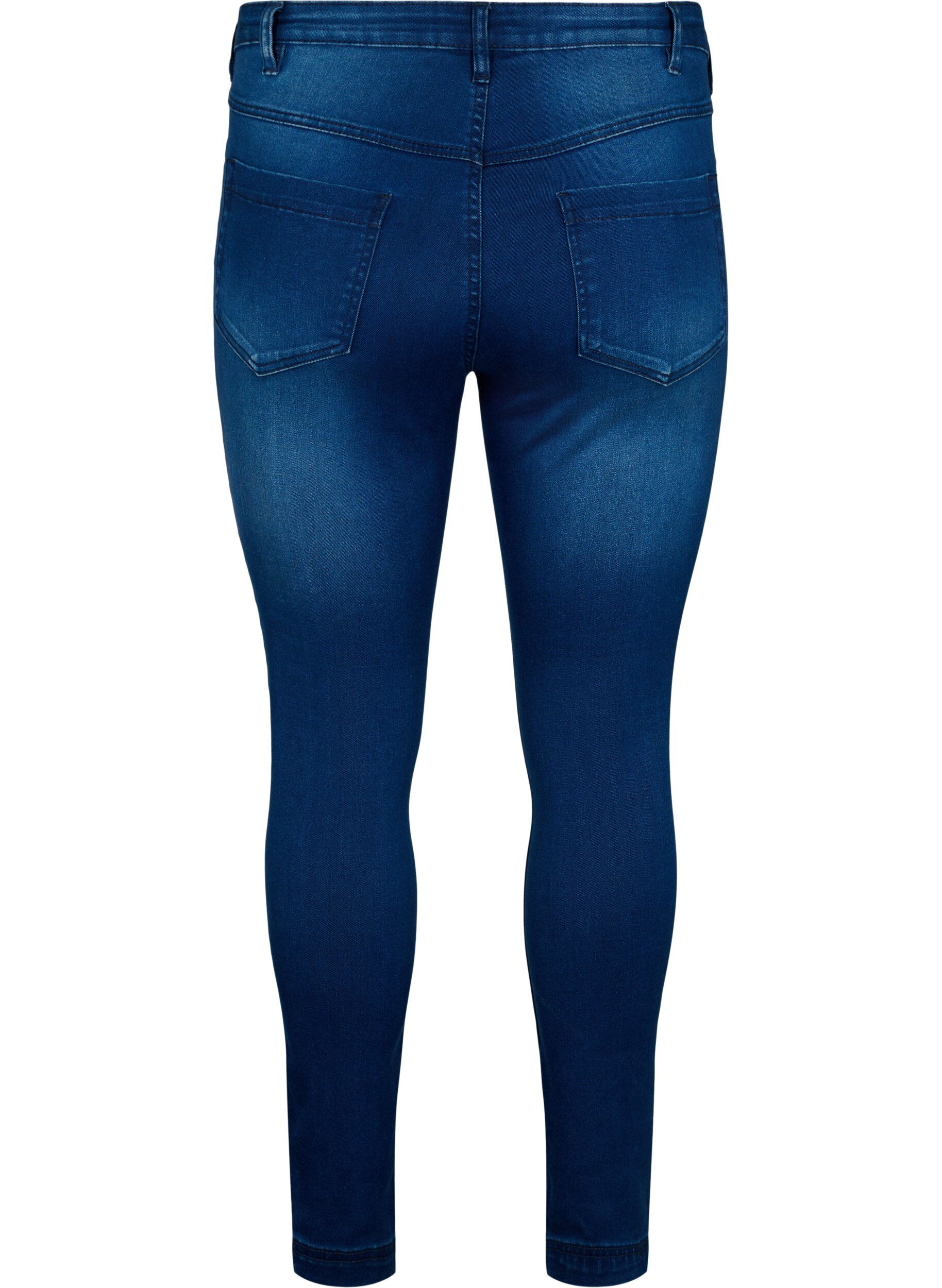 Zizzi Super slim Amy jeans med h&ouml;g midja, Blue Denim, Packshot image number 1
