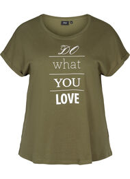 Kortärmad bomulls t-shirt med print , Ivy green w. Love