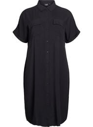 L&aring;ng skjortkl&auml;nning med korta &auml;rmar, Svart