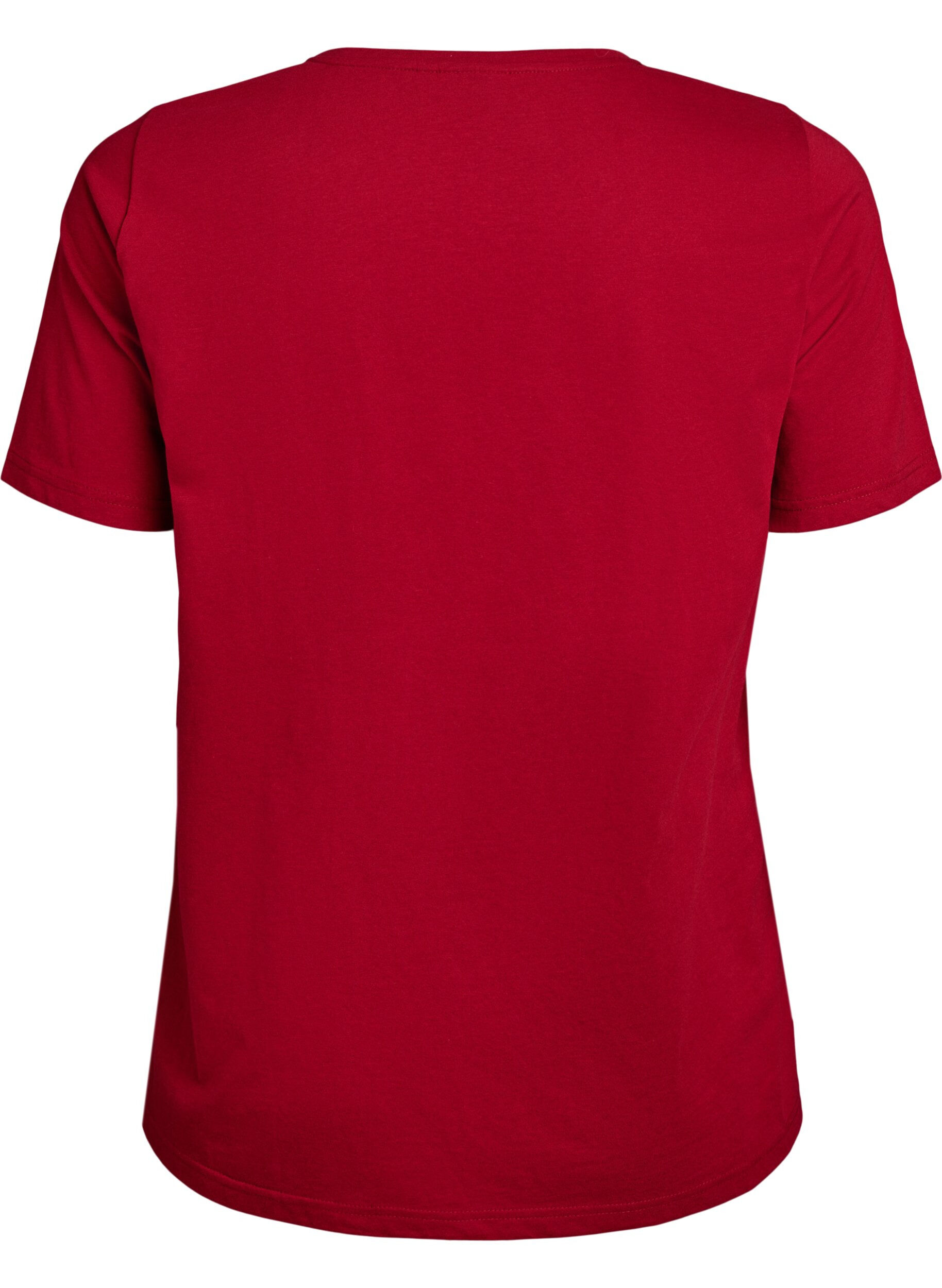 ZizziT-shirt med tryck, R&ouml;d, Packshot image number 1