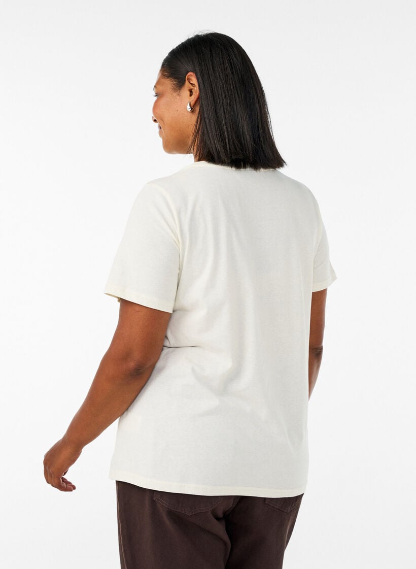 T-shirt i bomull med tryck, Vanilla, Model image number 2