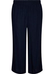 Byxor med vida ben i linne och viskos, Bl&aring;