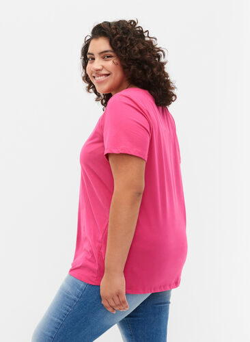 Enfärgad t-shirt i bomull, Beetroot Purple, Model image number 1