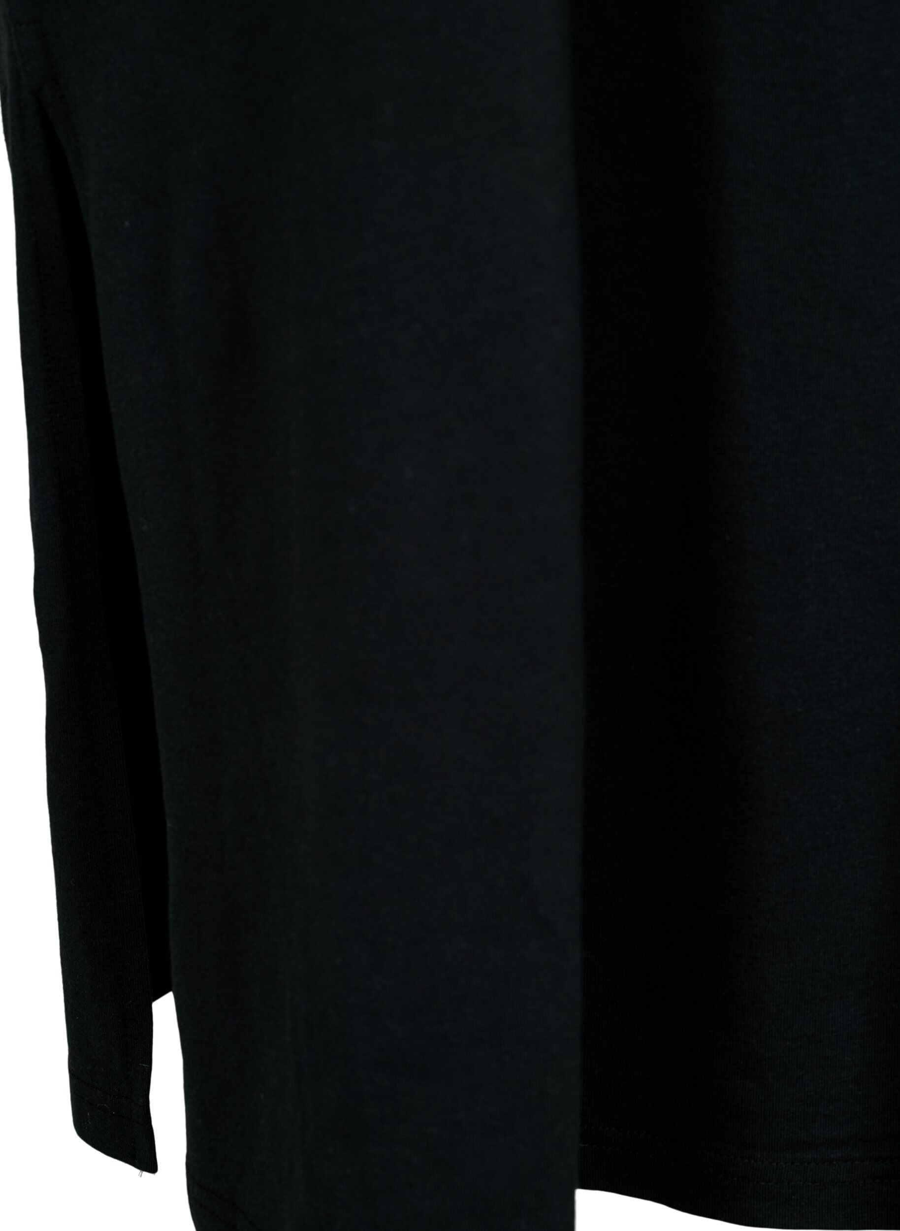 ZizziKort&auml;rmad bomullskl&auml;nning med slits, Black, Packshot image number 3