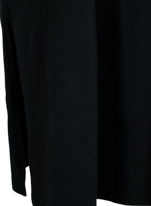Kortärmad bomullsklänning med slits, Black, Packshot image number 3