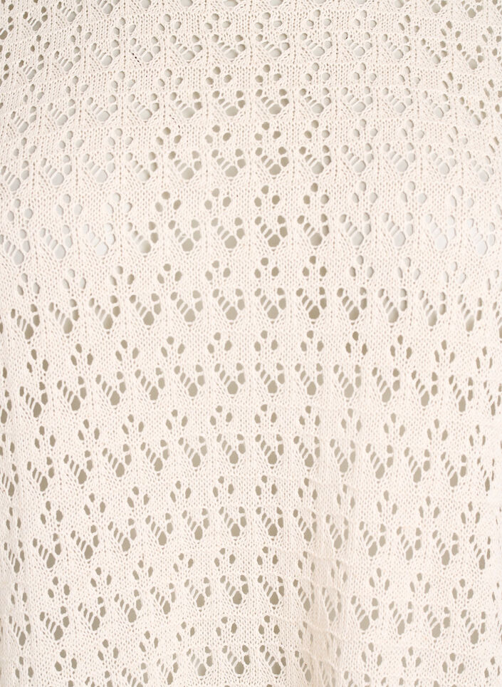 Kort&auml;rmad blus med h&aring;lbroderi, Beige, Packshot image number 2