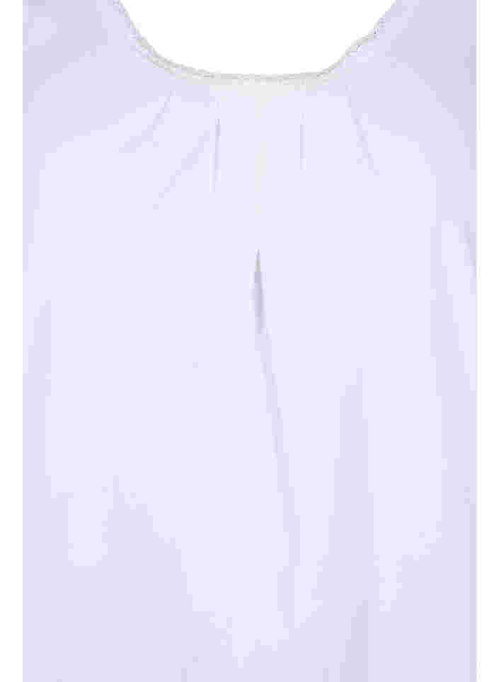 Topp i bomull med rund hals med spets, Bright White, Packshot image number 2