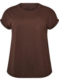 Kort&auml;rmad t-shirt i bomullsmix, Brun