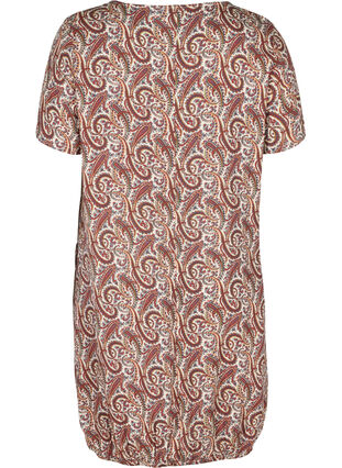 Kortärmad viskosklänning med mönster, Burned Paisley, Packshot image number 1