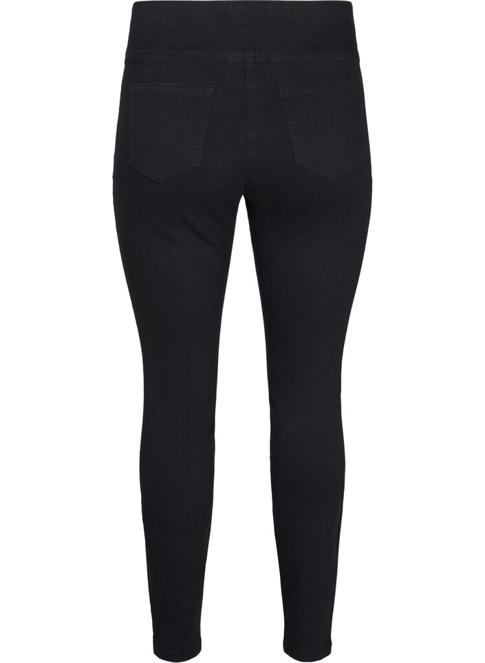 Stretchiga jeggings med hög midja, Black, Packshot image number 1
