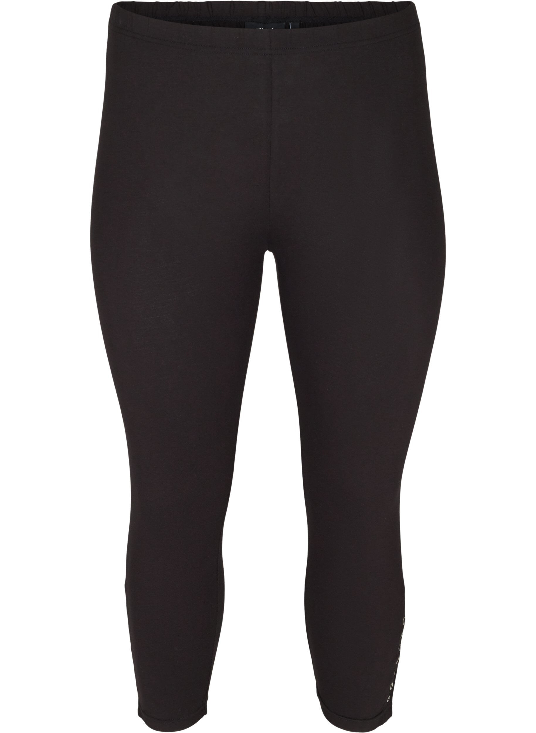 Zizzi 3/4 leggings med knappar, Black, Packshot image number 0