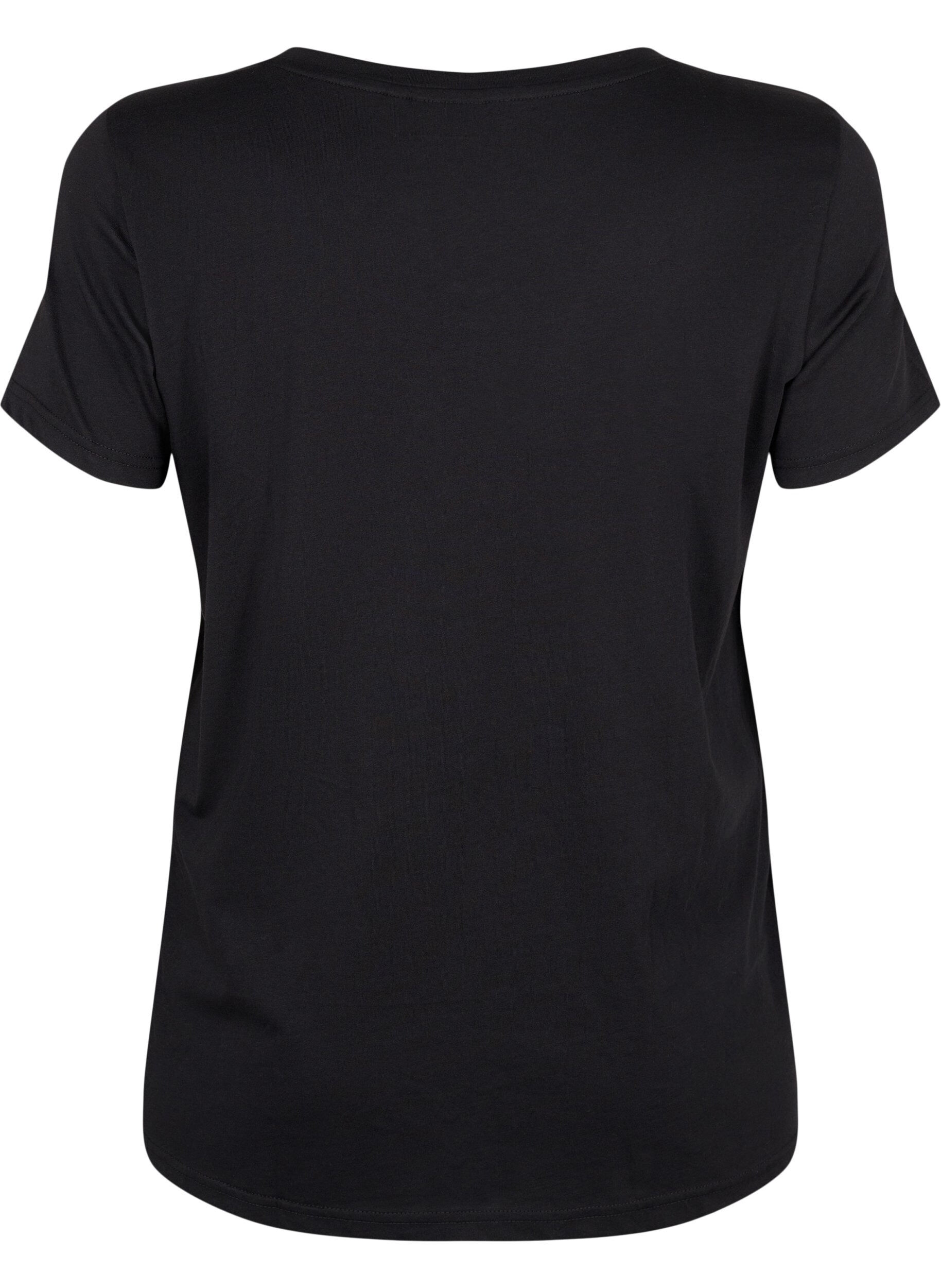 Zizzi  T-shirt till tr&auml;ning med print, Black w. Disciplined, Packshot image number 1
