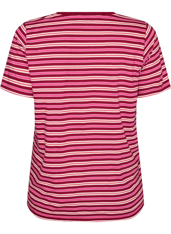Randig t-shirt i ekologisk bomull, R&ouml;d, Packshot image number 1