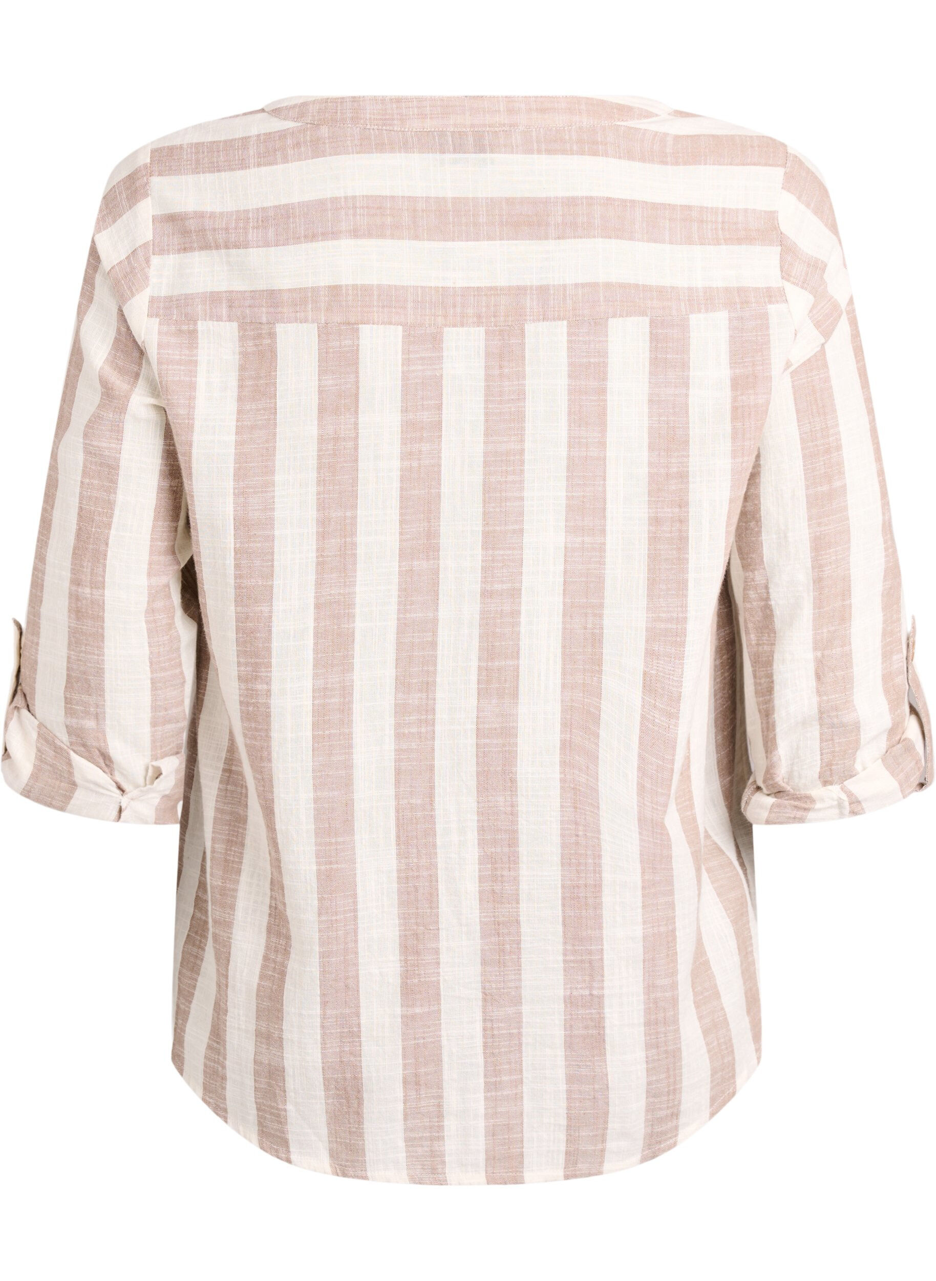 ZizziSkjortblus i bomull med v-ringning, Beige, Packshot image number 1