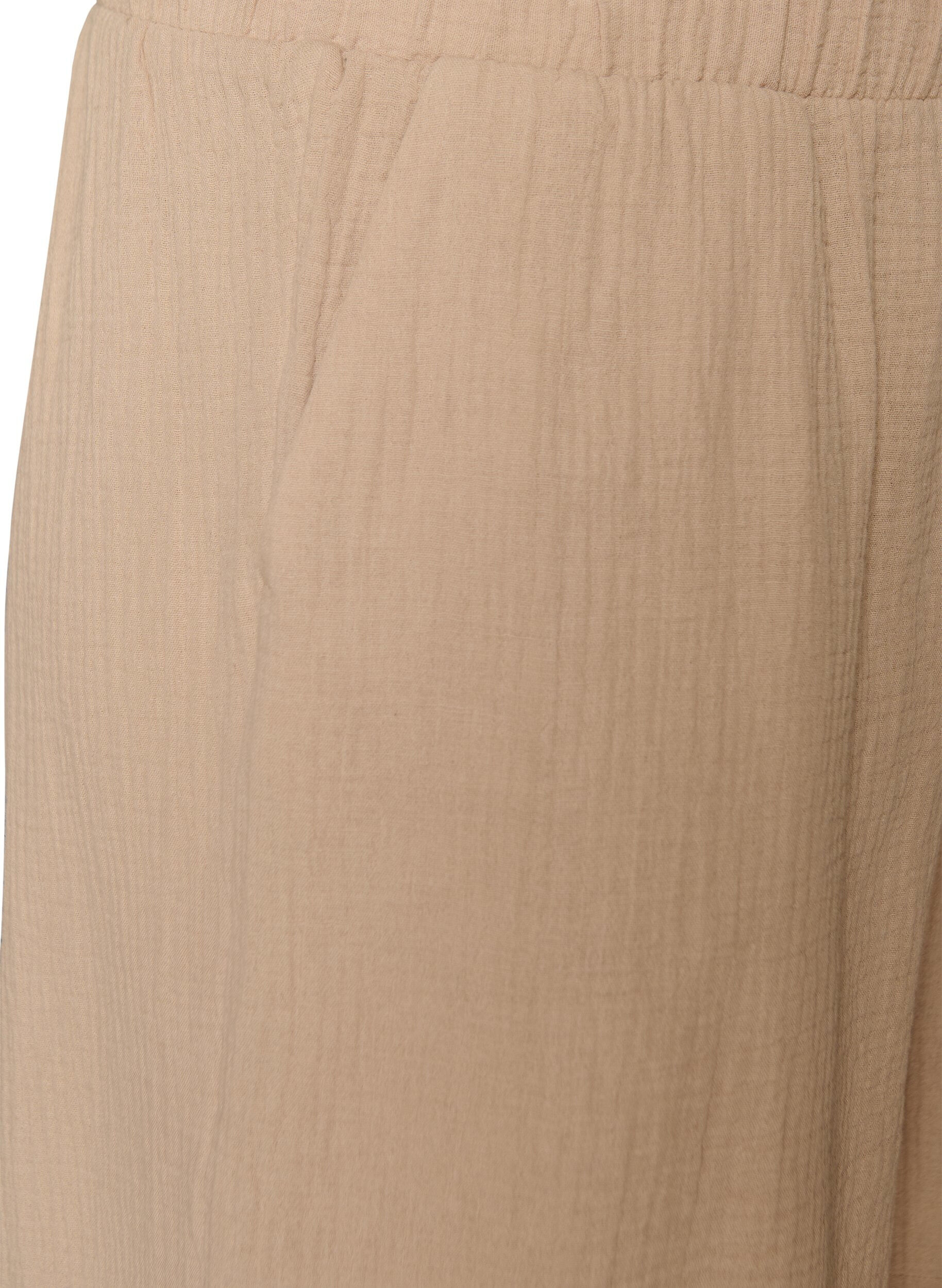 Zizzi Shorts i bomullsmuslin med h&ouml;g midja, Beige, Packshot image number 2