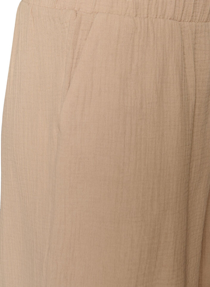 Shorts i bomullsmuslin med h&ouml;g midja, Beige, Packshot image number 2