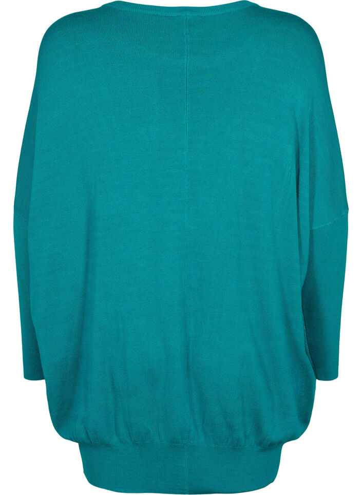 Stickad tunika i viskosblandning, Deep Lake, Packshot image number 1