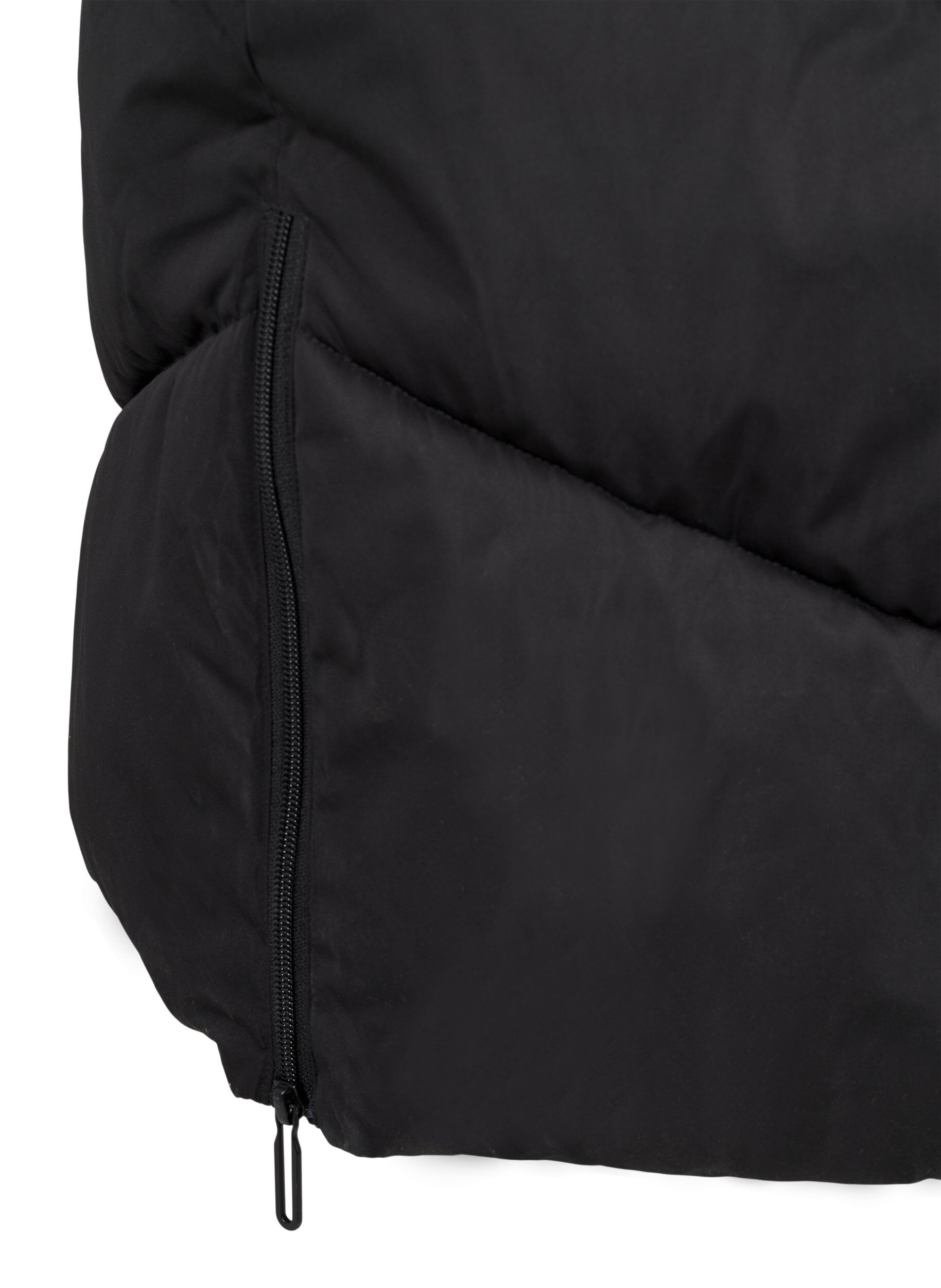 ZizziL&aring;ng pufferjacka med huva och fickor, Svart, Packshot image number 4