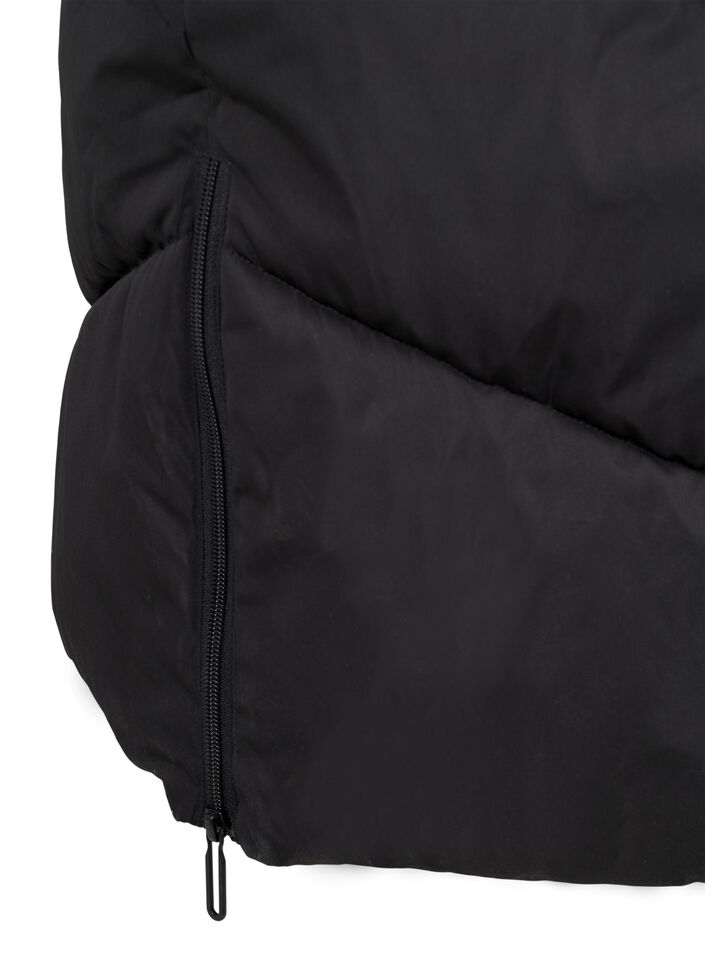 L&aring;ng pufferjacka med huva och fickor, Svart, Packshot image number 4
