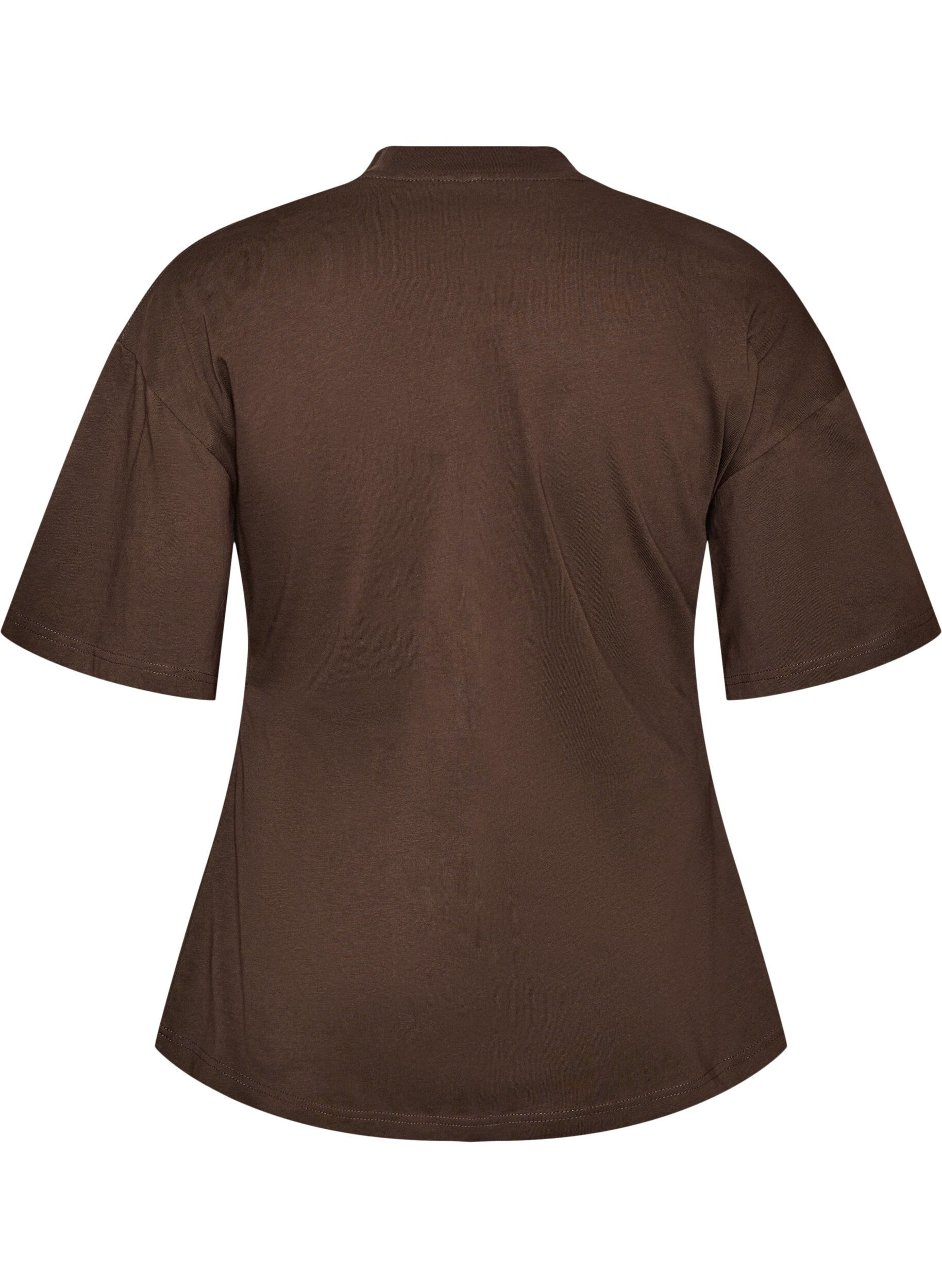 ZizziT-shirt med draperad detalj, Brun, Packshot image number 1