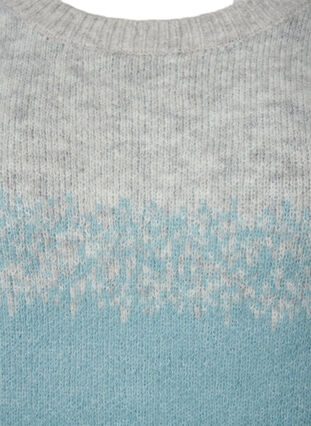 Stickad blus med breda ränder, Light Grey Mel. Comb, Packshot image number 2
