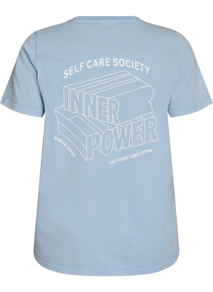 T-shirt i ekologisk bomull med grafiskt tryck, Bl&aring;, Packshot image number 1