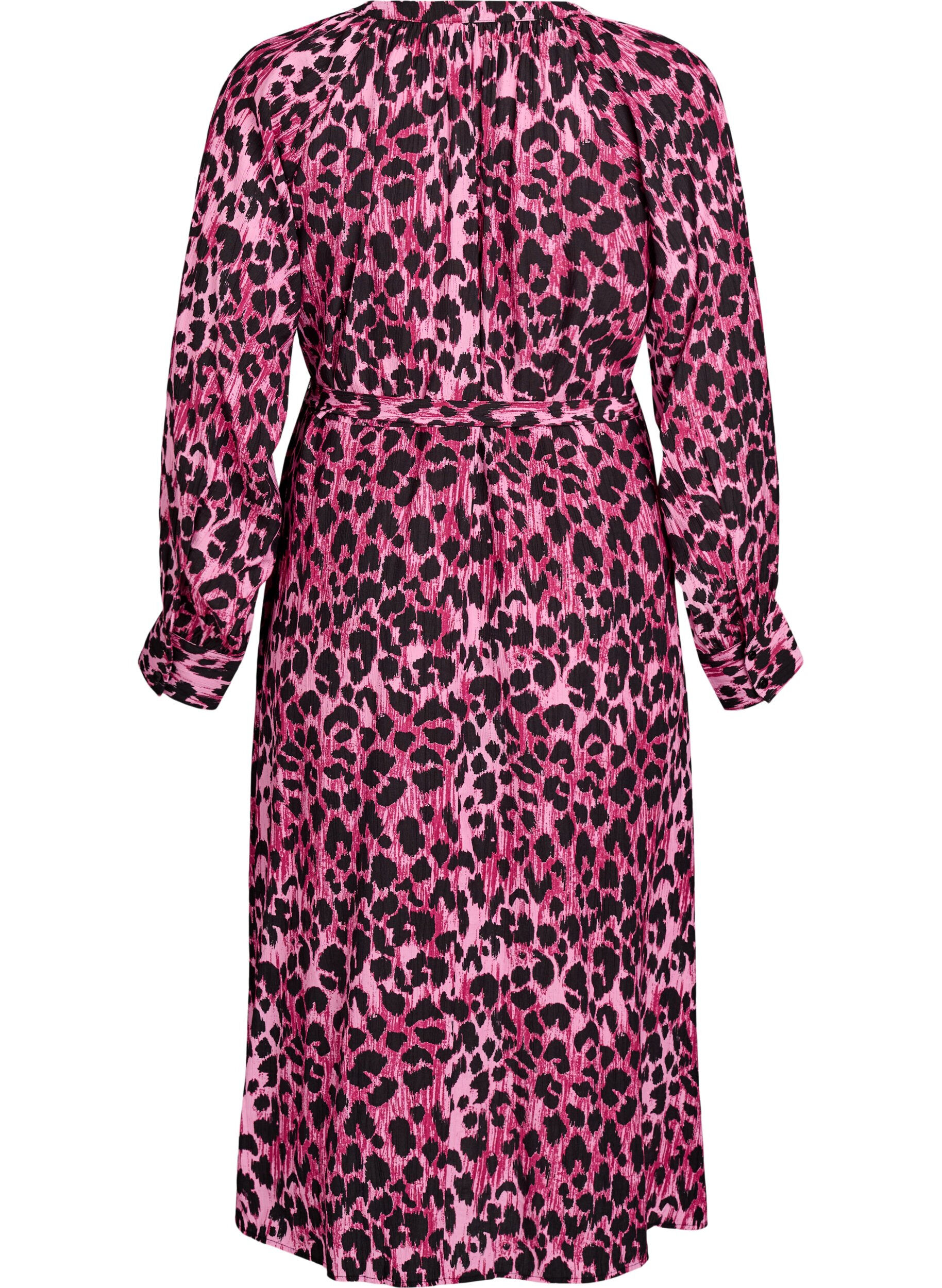 Zizzi Midikl&auml;nning med knappar och knytsk&auml;rp, Rosa, Packshot image number 1